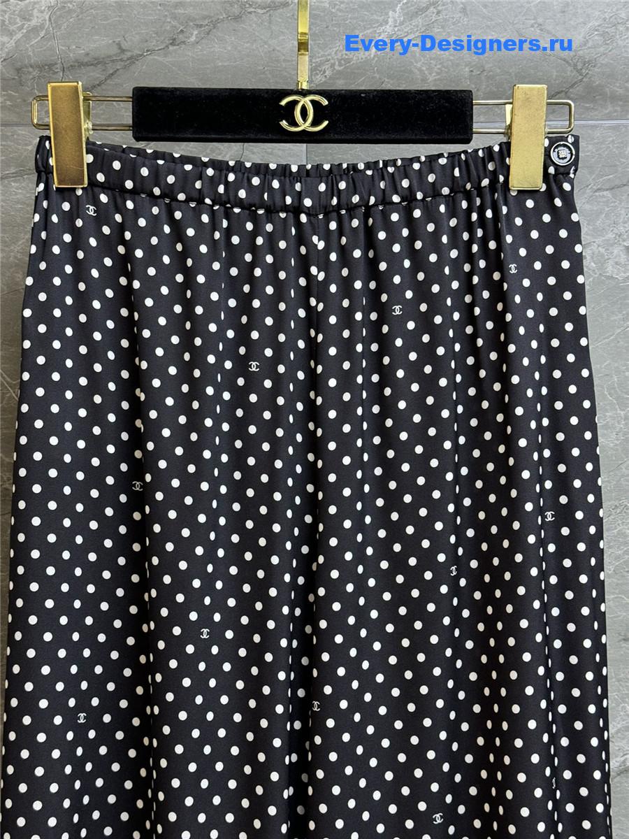 Ch**el black white polka dot silk pants