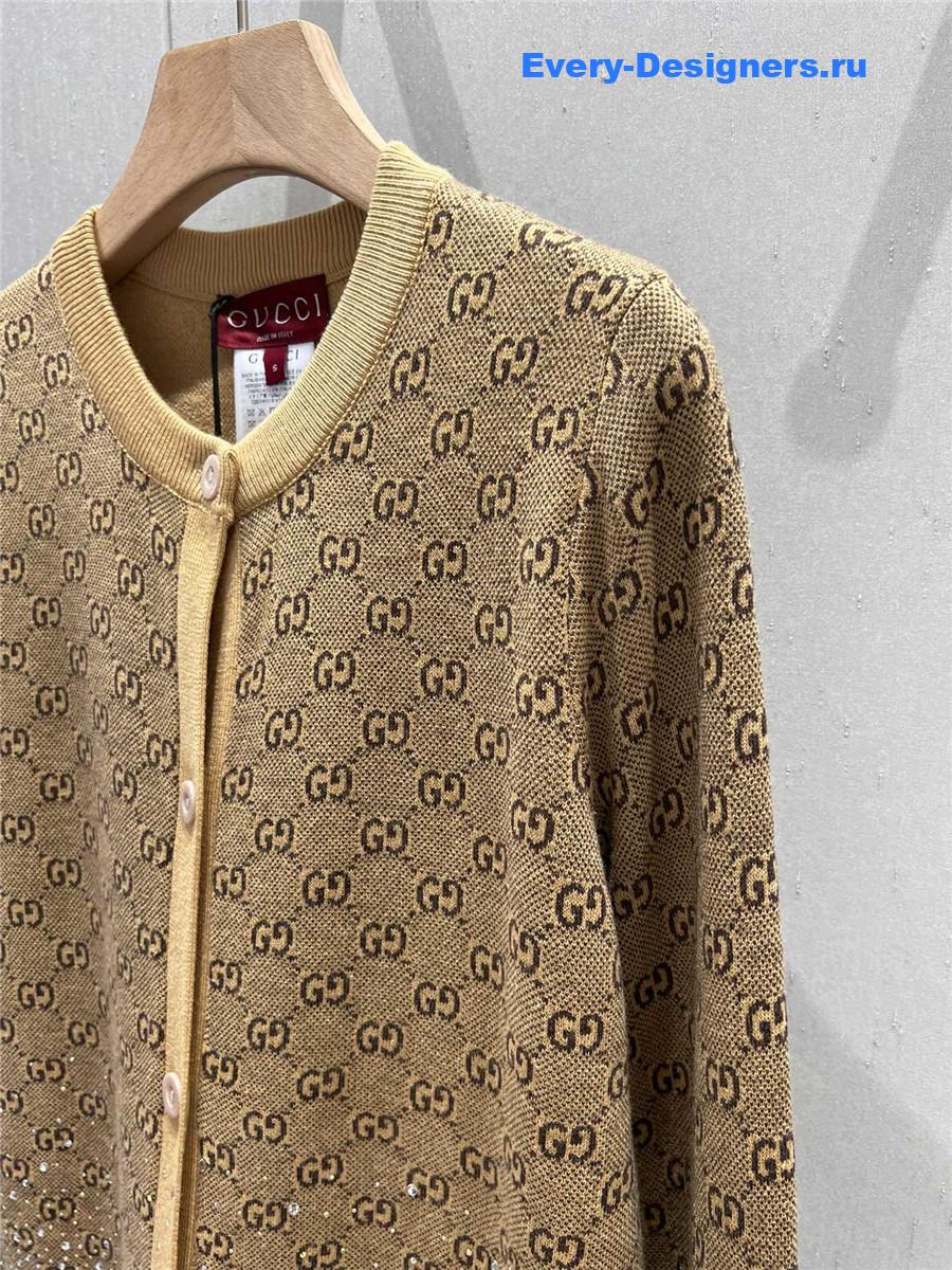 Gvc*1 gg letter rhinestone knitted cardigan