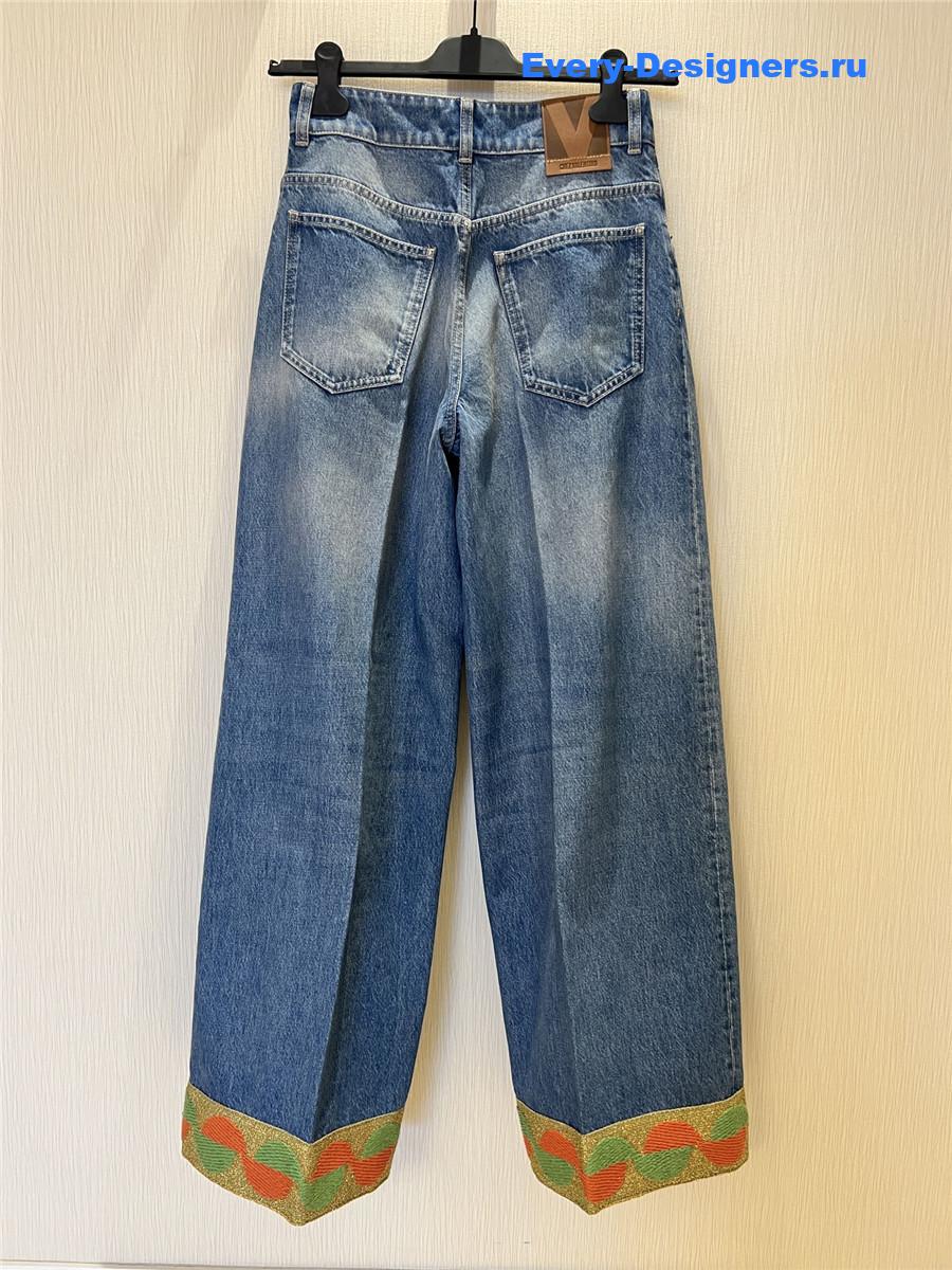 Va1e*ntin0 embroidered wide-leg jeans