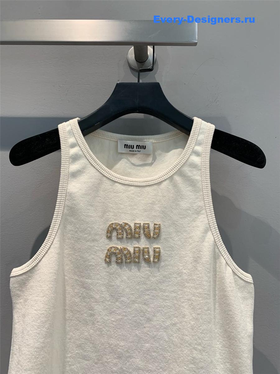Miu Miu Rhinestone Beaded Lettering Vest