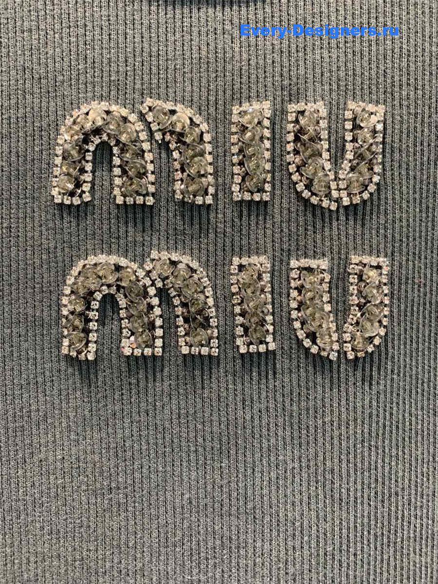 Miu Miu Rhinestone Logo Lettering Vest