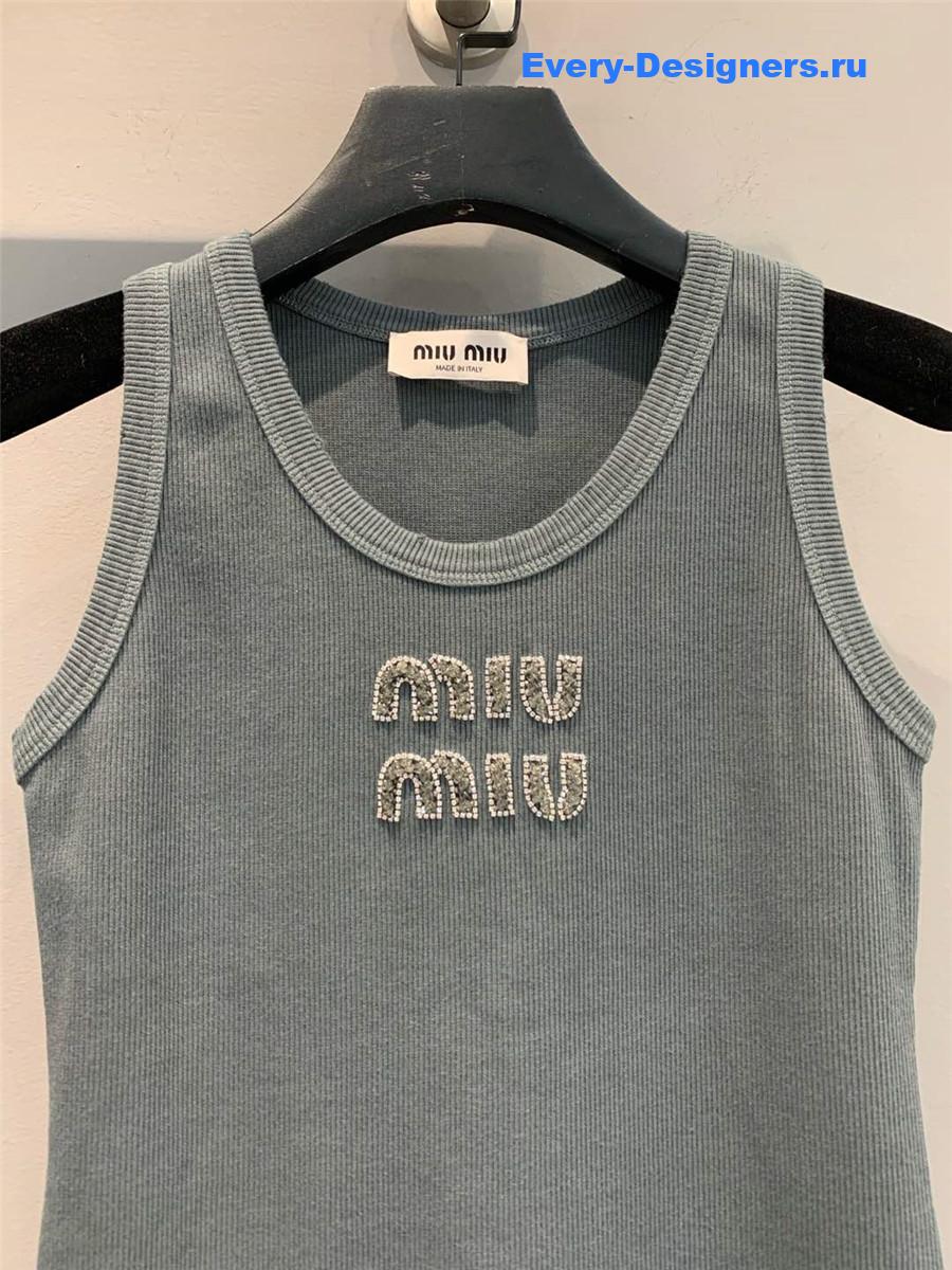 Miu Miu Rhinestone Logo Lettering Vest