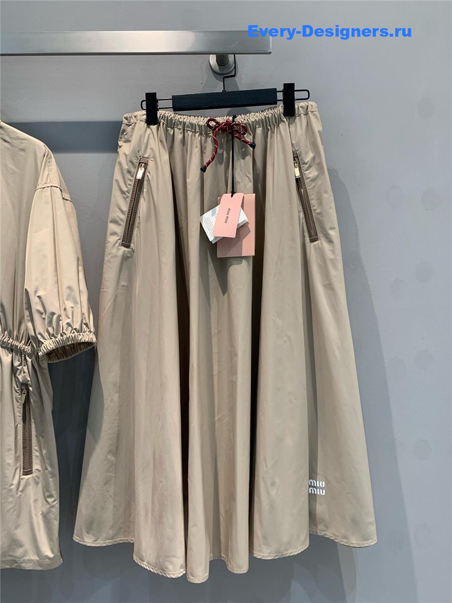 Miu Miu Clay Grey Technical Fabric Skirt