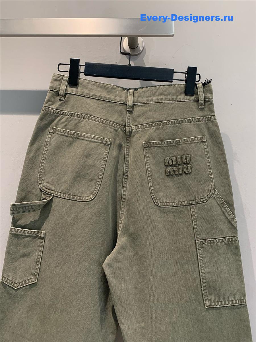 Miu Miu Washed Army Green Jeans