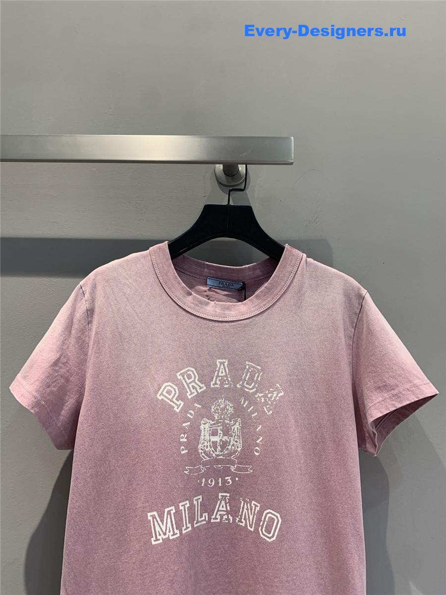 Pra*a logo-print t-shirt purple