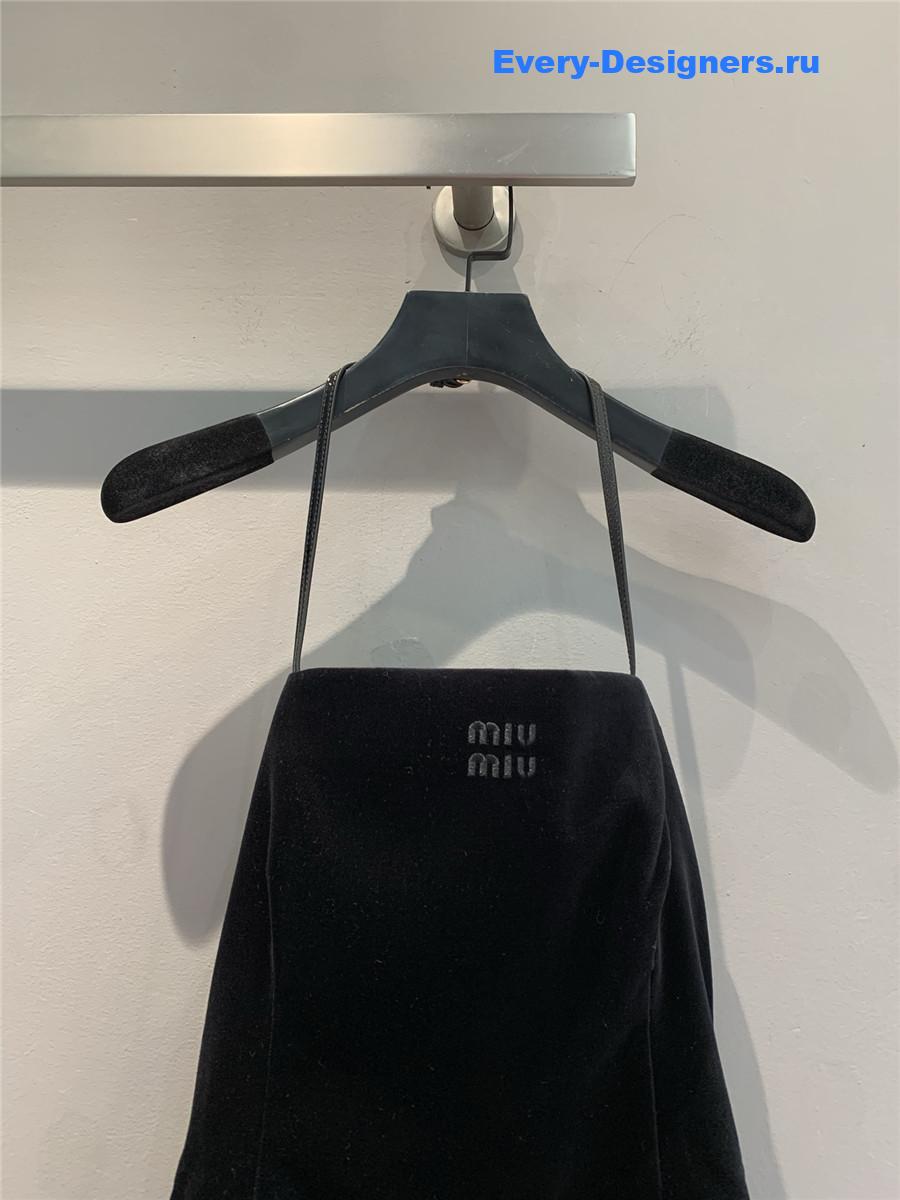 Miu Miu Velvet Mini Dress in Black
