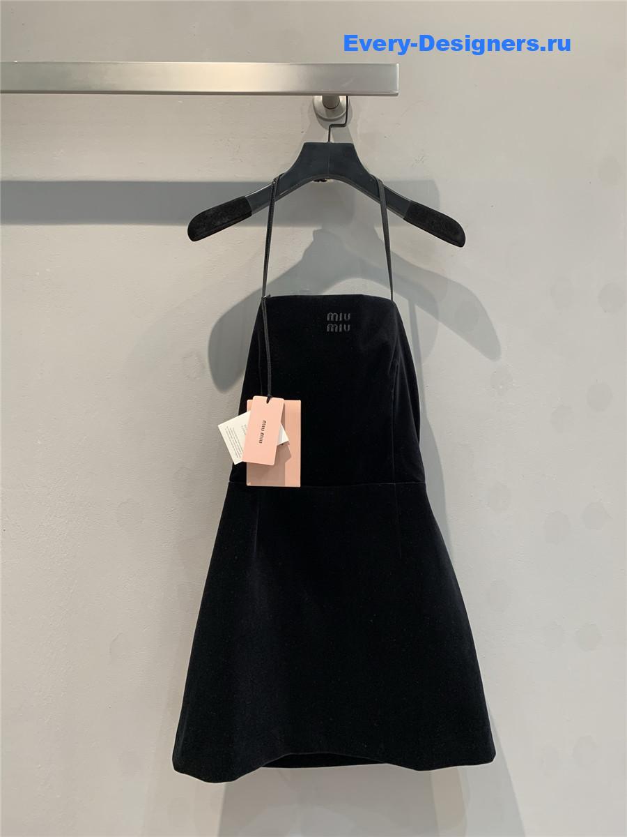 Miu Miu Velvet Mini Dress in Black