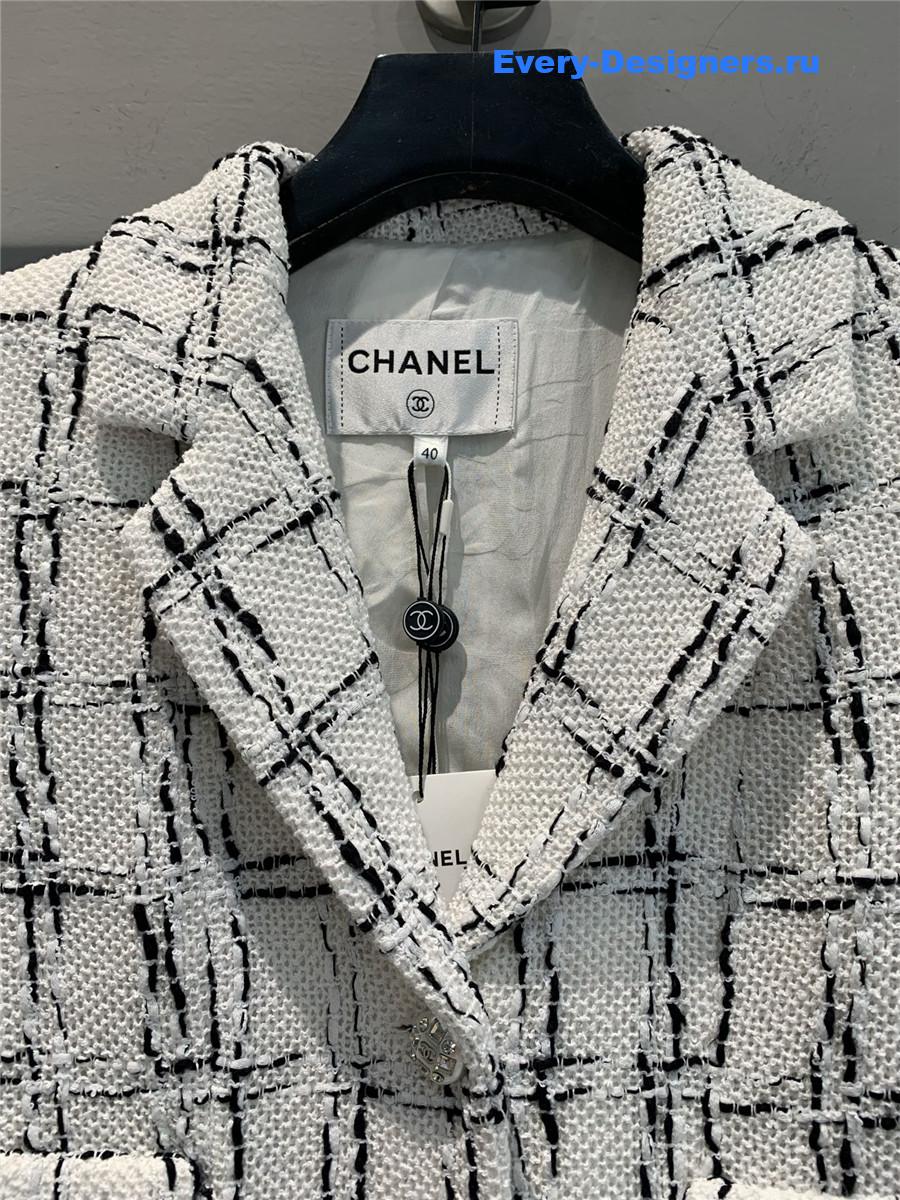 Ch**el runway tweed lace trim pearl jacket