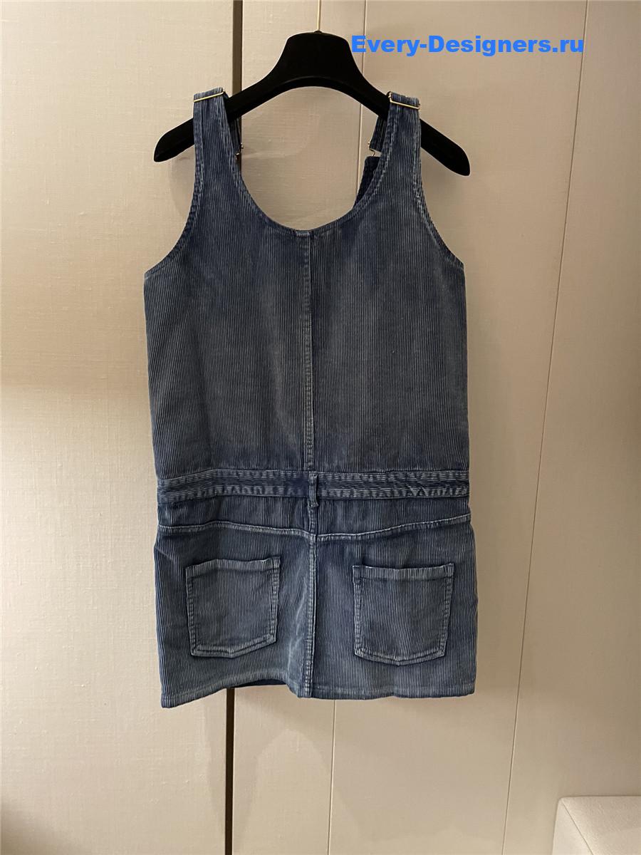 Miu Miu Sapphire Blue Corduroy Mini-Dress