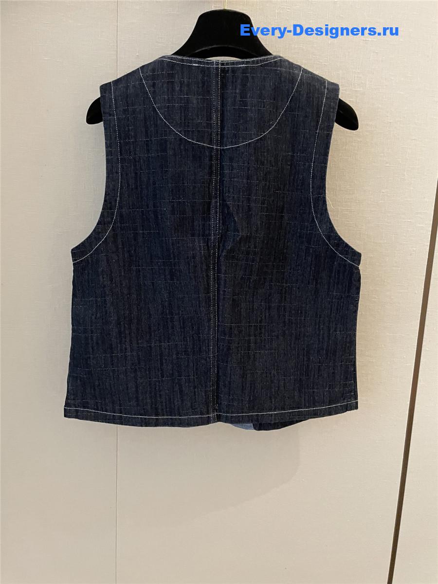 Ch**el logo blue denim vest