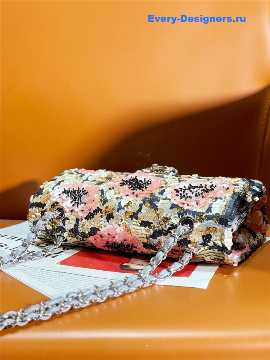 Ch**el 25 sequin glass pearl cf flap bag