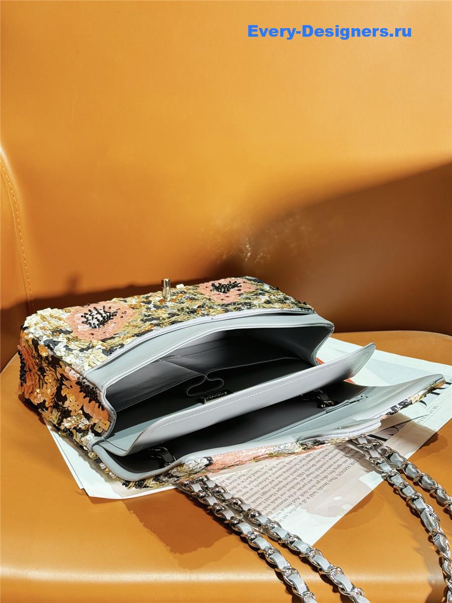 Ch**el 25 sequin glass pearl cf flap bag