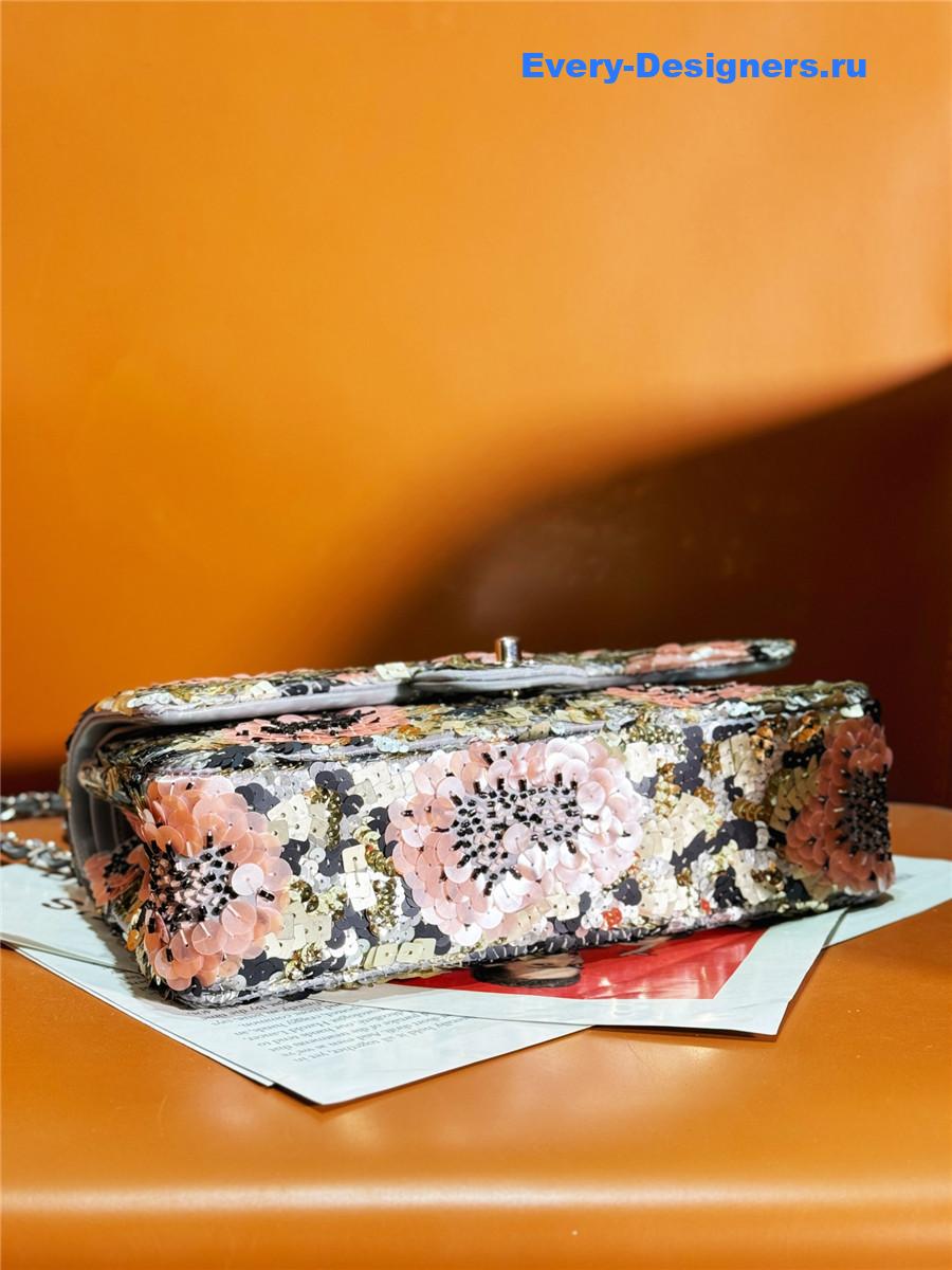 Ch**el 25 sequin glass pearl cf flap bag