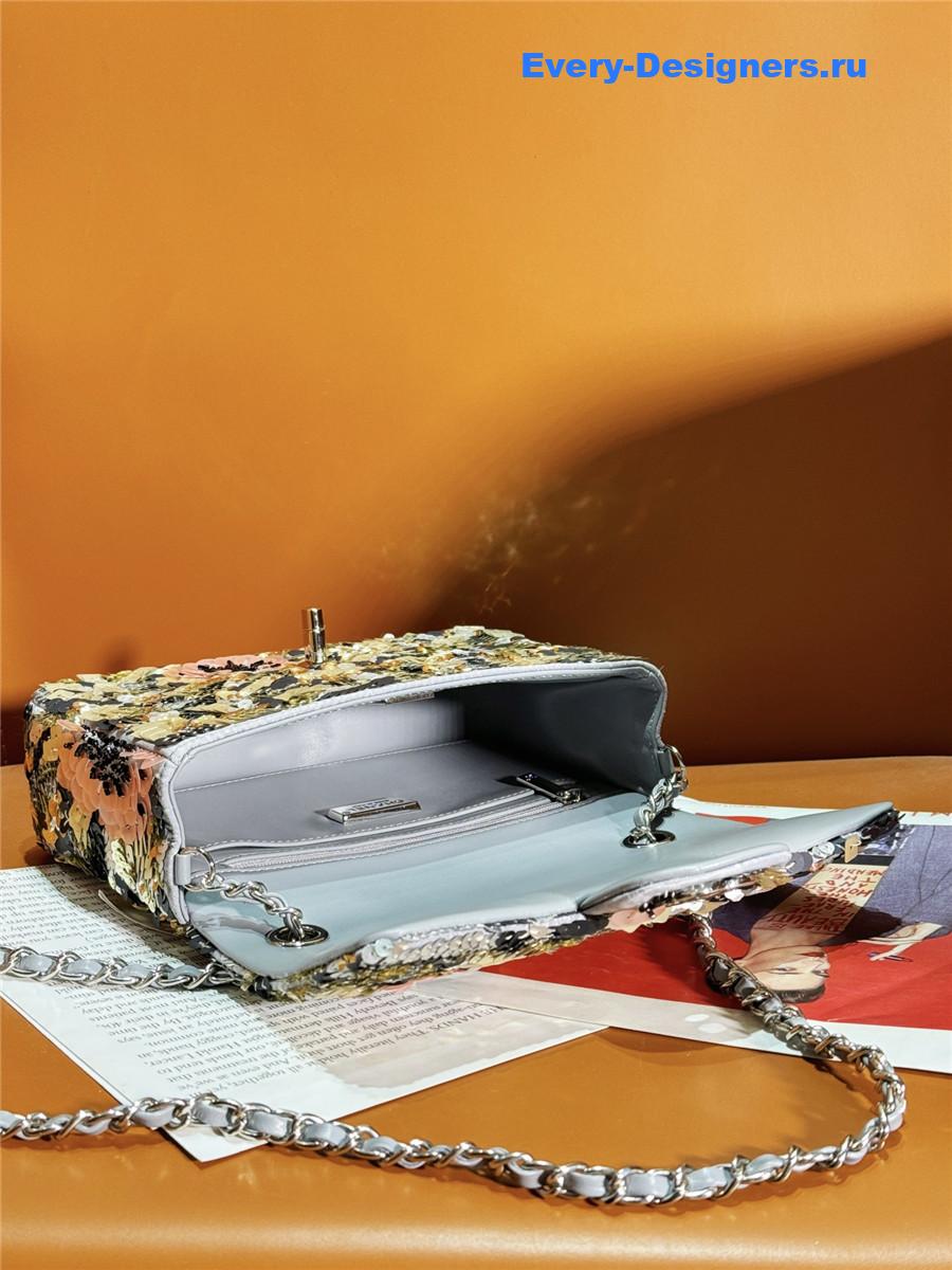 Ch**el 20 sequin glass pearl cf flap bag