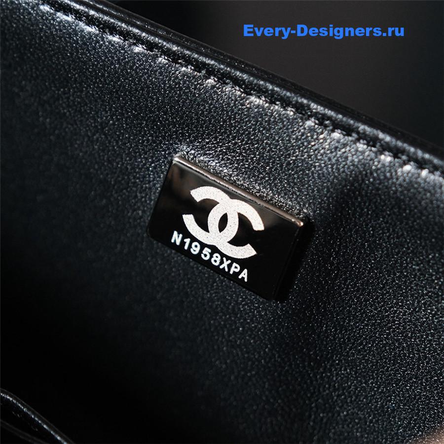 Ch**el black blue tweed flap bag