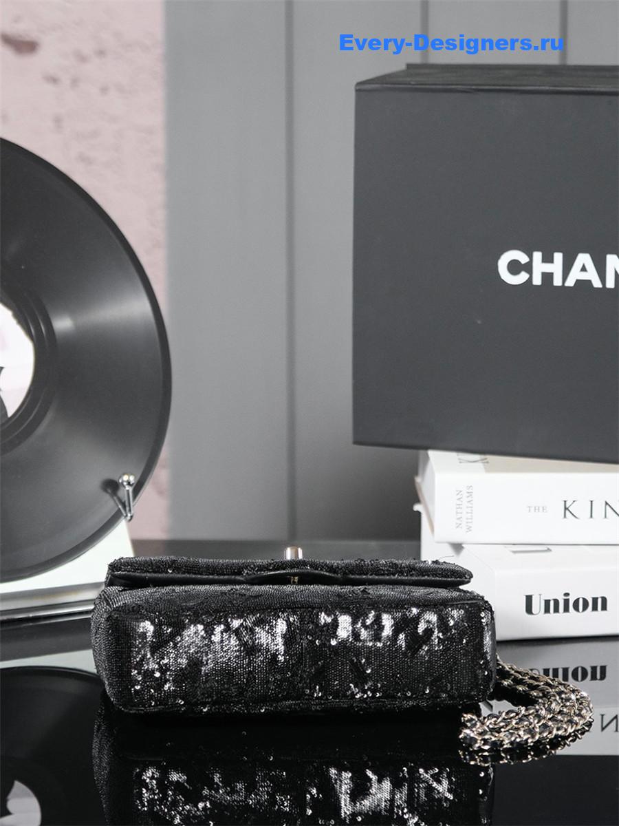 Ch**el logo black sequin bag