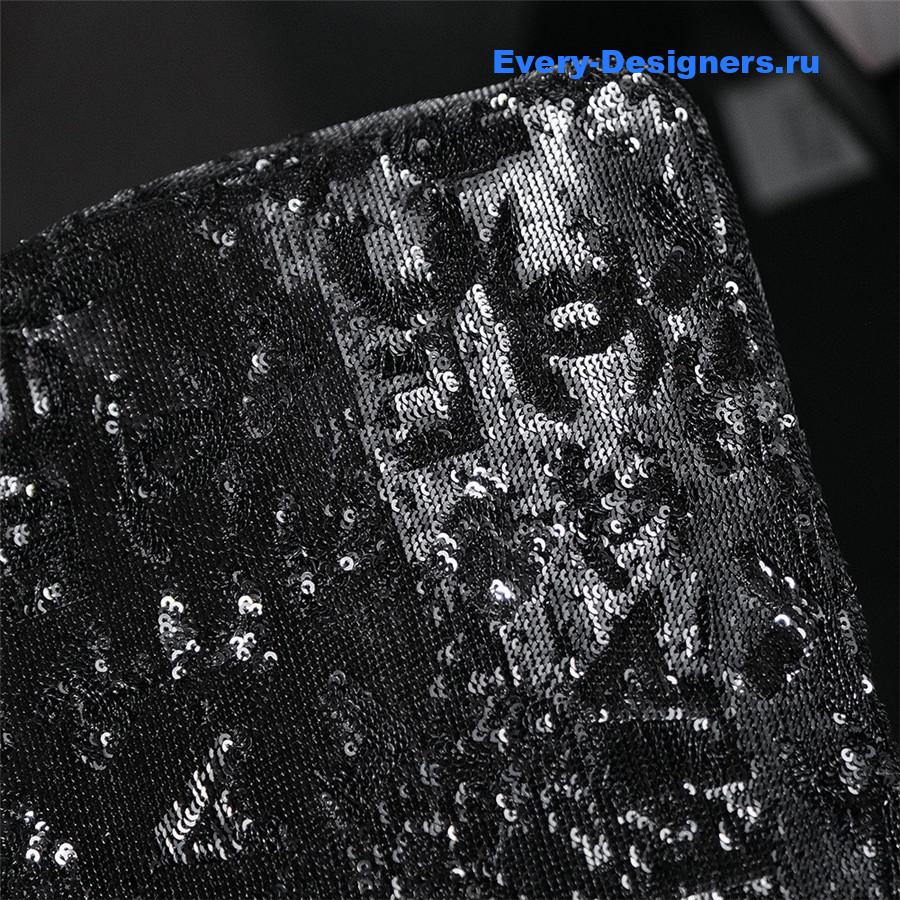 Ch**el logo black sequin bag