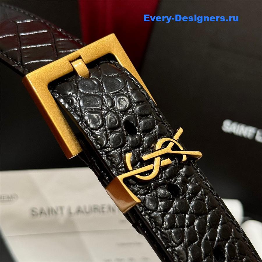 Sa1nt Lau*nt black monogram square-buckle belt