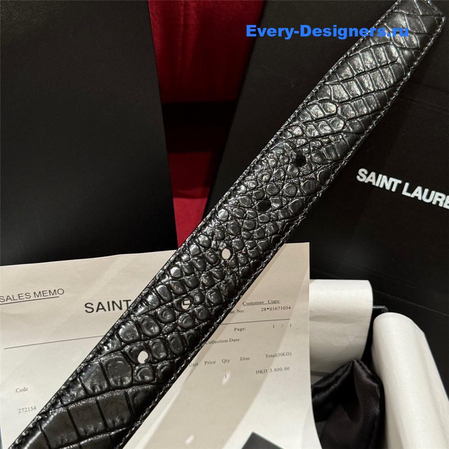 Sa1nt Lau*nt black monogram square-buckle belt