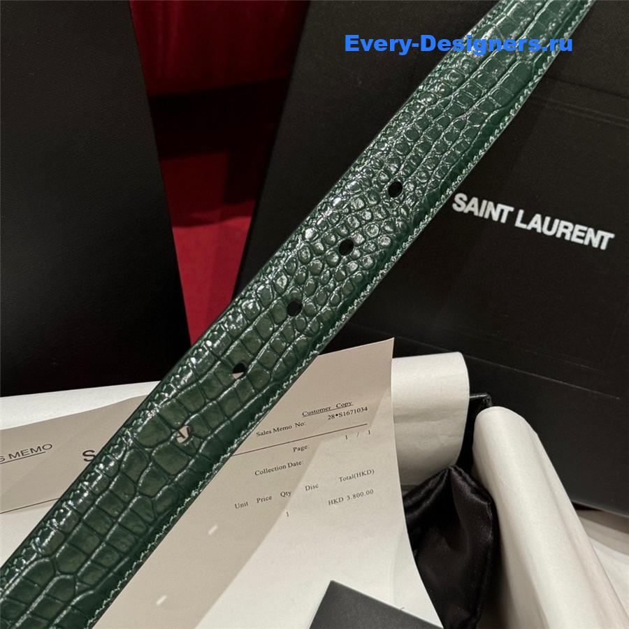Sa1nt Lau*nt green monogram square-buckle belt