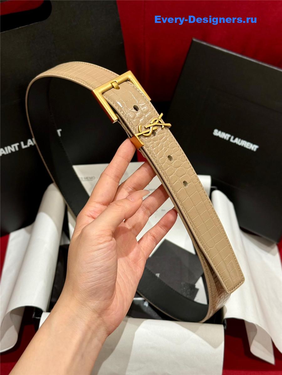 Sa1nt Lau*nt beige monogram belt