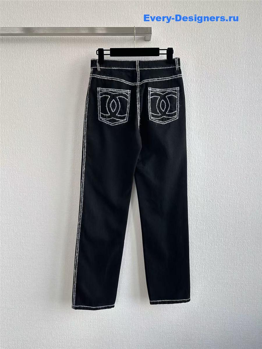 Ch**el thick line logo black jeans
