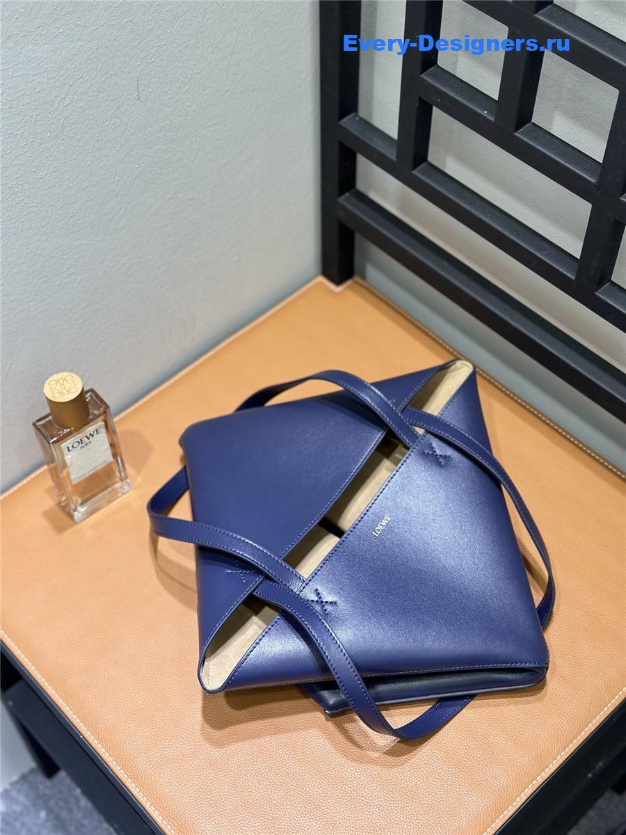 L0ew* puzzle fold convertible medium leather tote blue