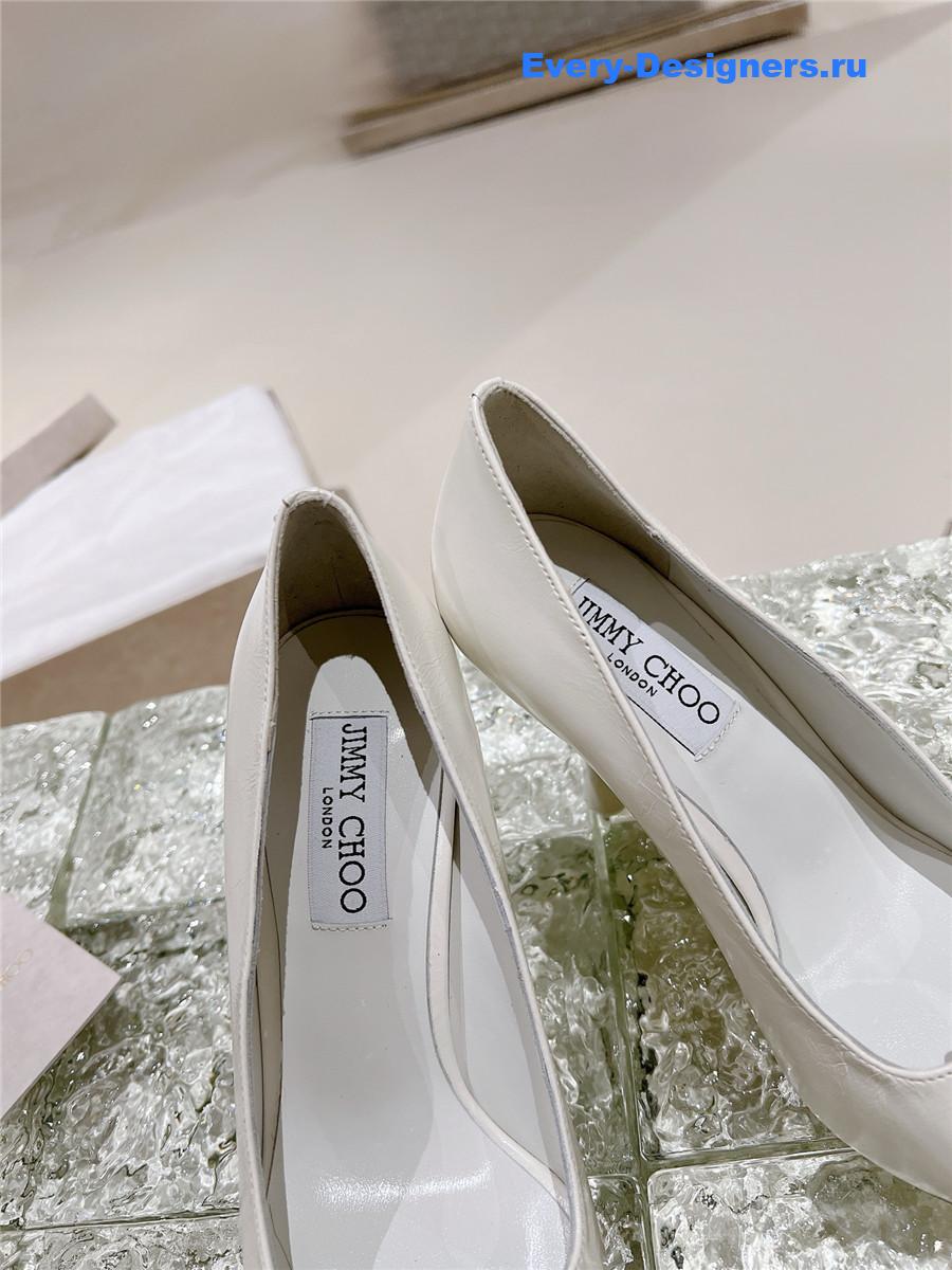 J1m*y Ch00 orb 95 embellished patent leather pumps white