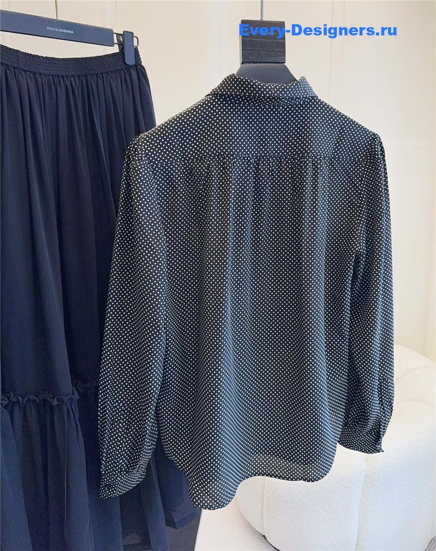 Sa1nt Lau*nt dotted silk blouse