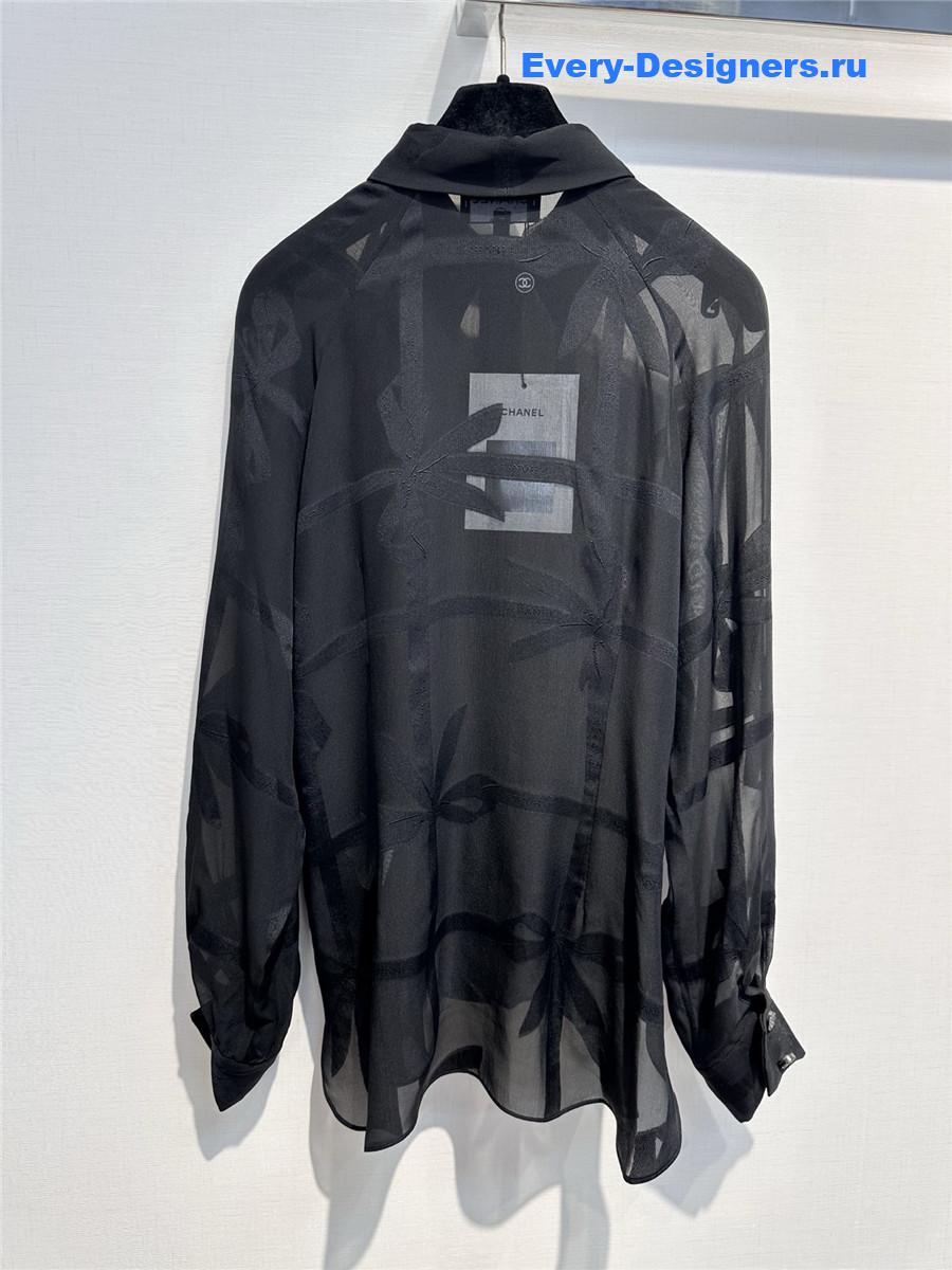 Ch**el black long sleeve silk shirt