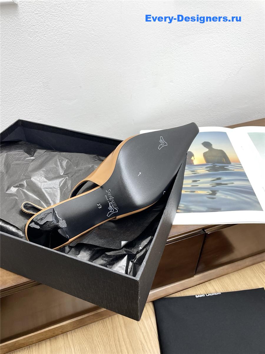 Sa1nt Lau*nt babylone cassandre leather pumps in brown