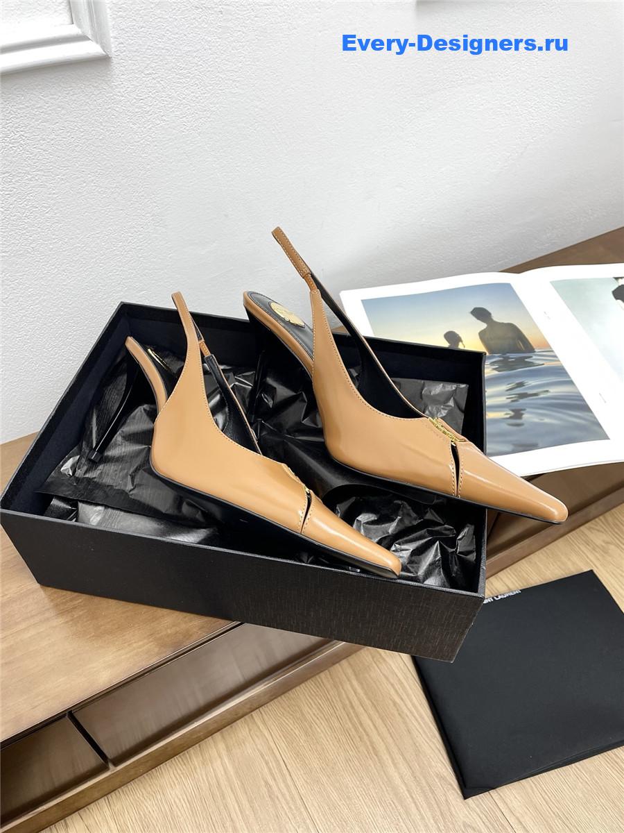 Sa1nt Lau*nt babylone cassandre leather pumps in brown