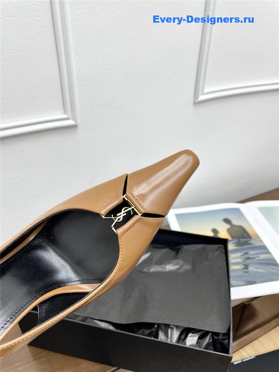 Sa1nt Lau*nt babylone cassandre leather pumps in brown