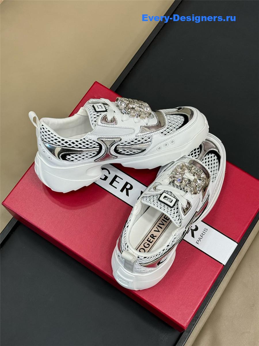 Roger Vivier Viv on the Run Silver Sneakers