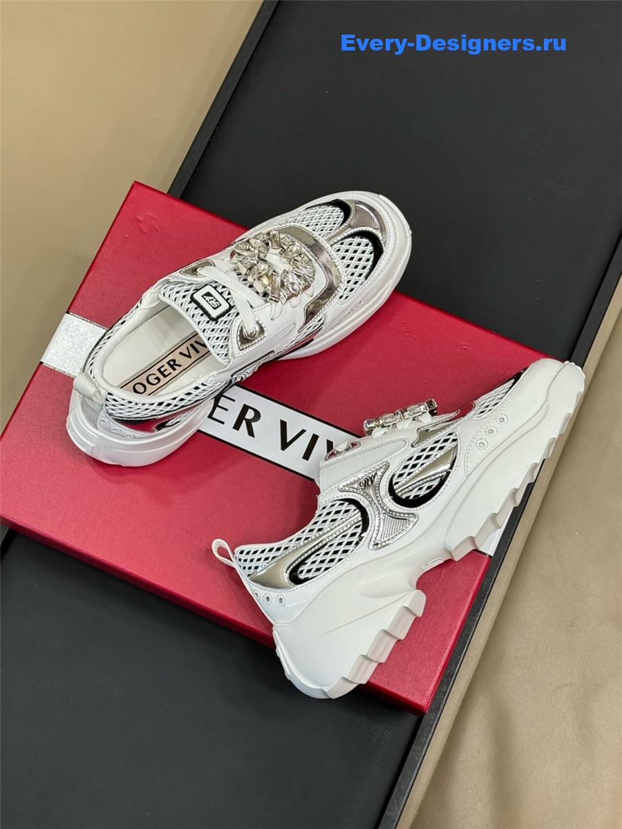 Roger Vivier Viv on the Run Silver Sneakers