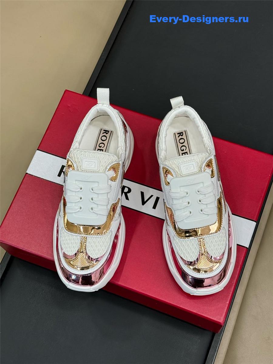 Roger Vivier Viv on the Run Platinum Sneakers