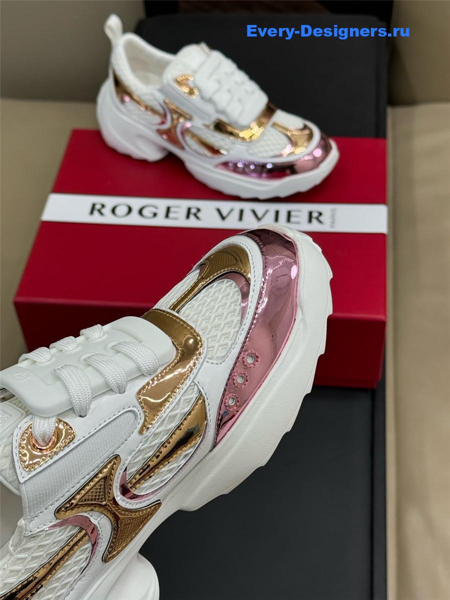 Roger Vivier Viv on the Run Platinum Sneakers