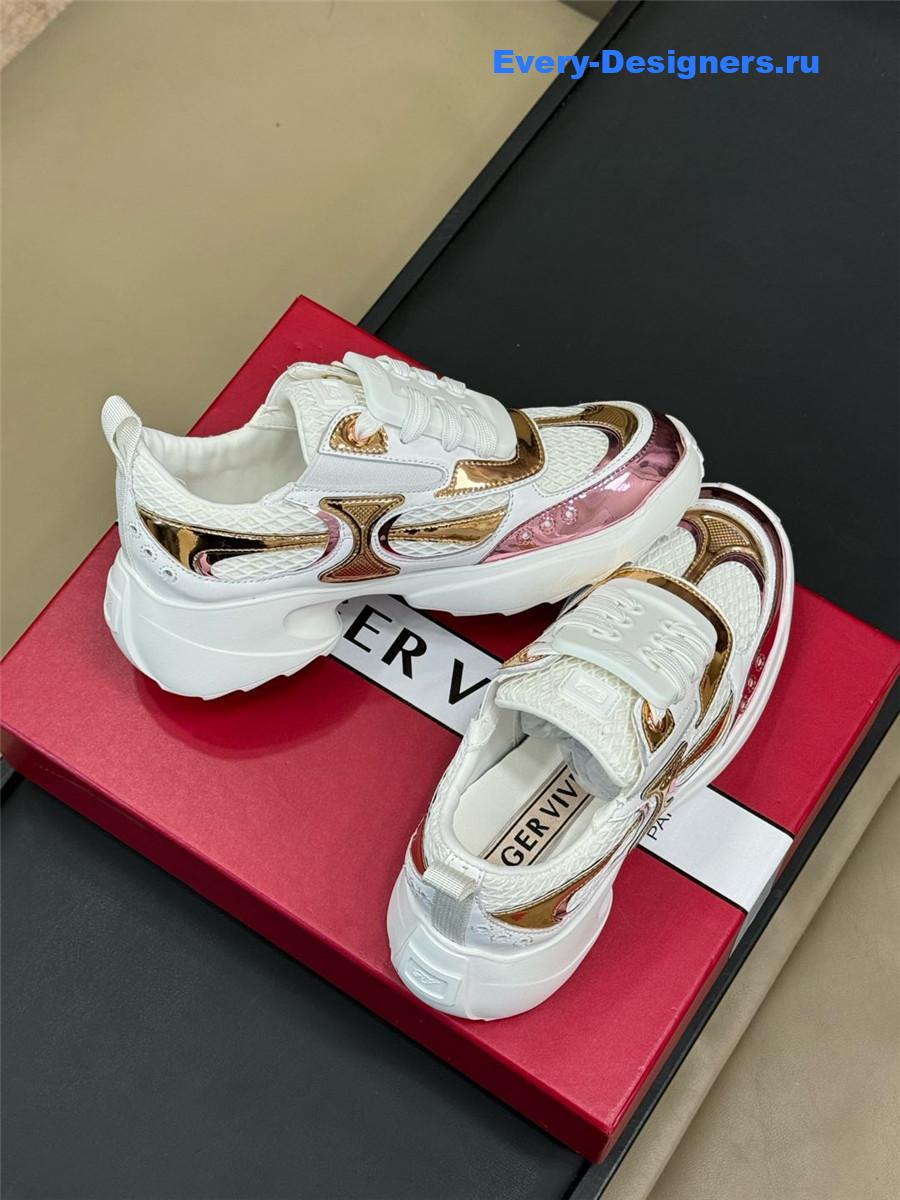 Roger Vivier Viv on the Run Platinum Sneakers