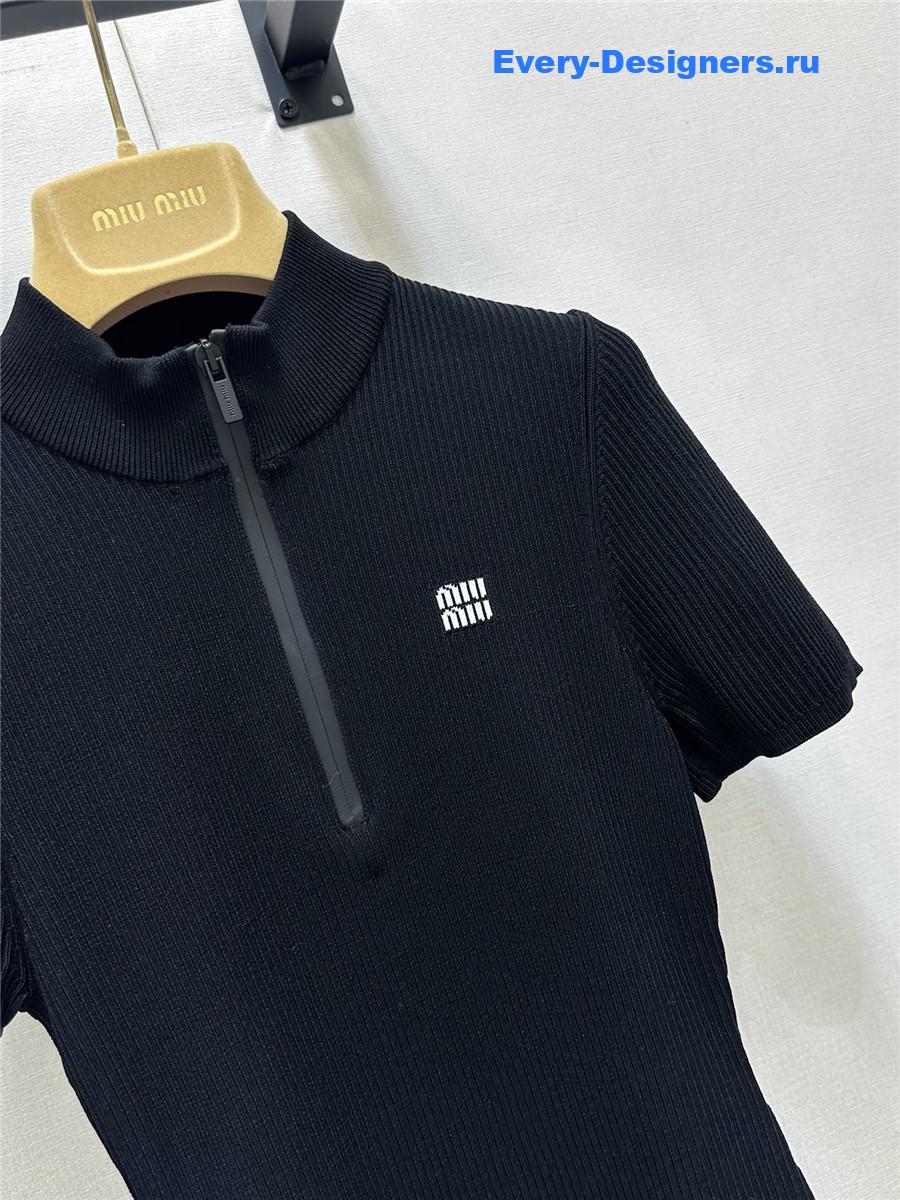 Miu Miu Embroidered Logo Knitted Dress