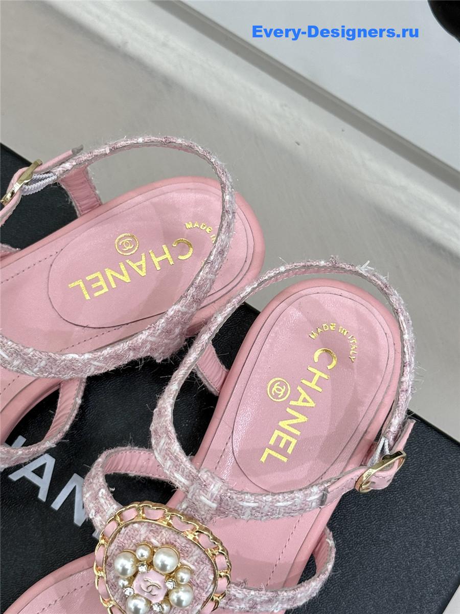 Ch**el camellia pearl pink flip flops