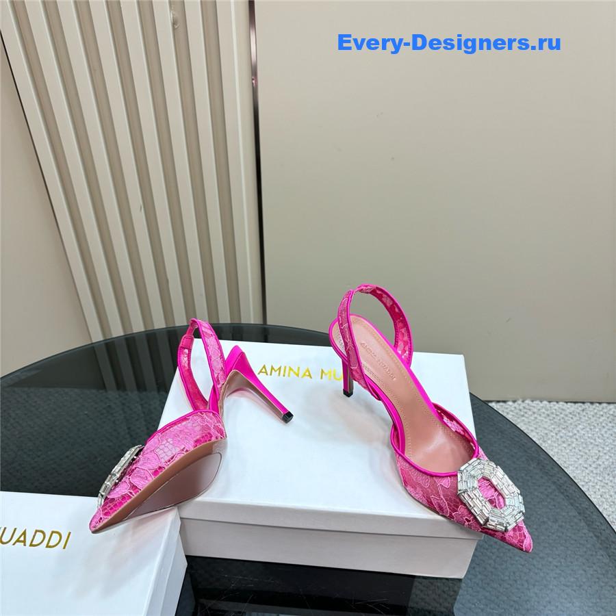 Amina Muaddi Camelia Satin Pumps