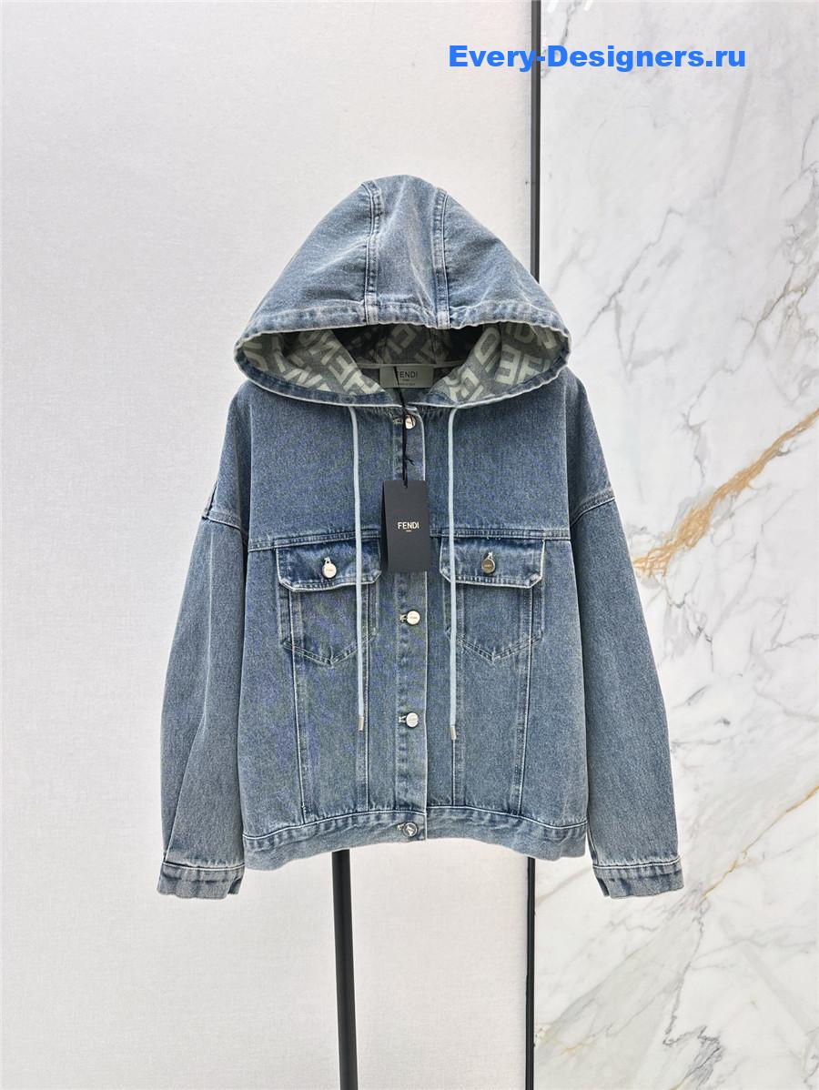 F**di ff light blue denim hooded jacket