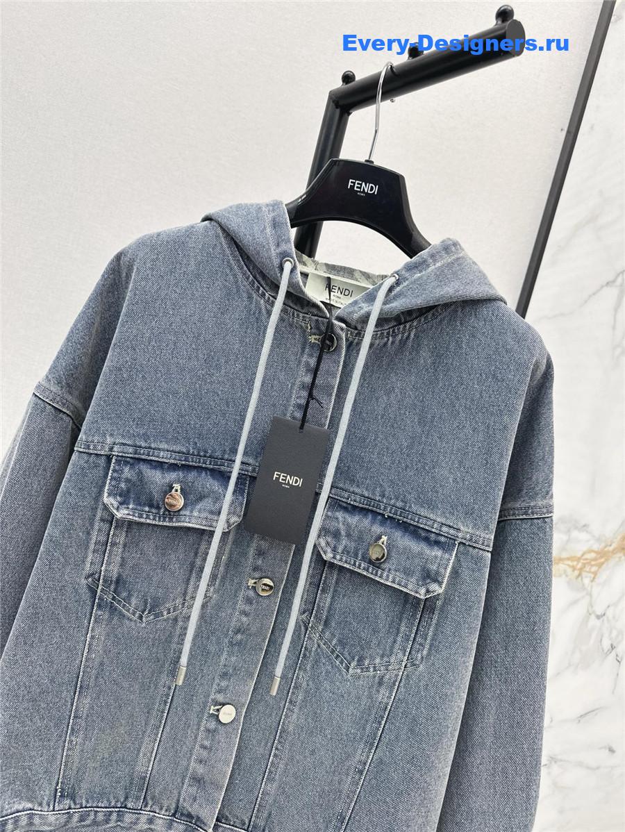 F**di ff light blue denim hooded jacket