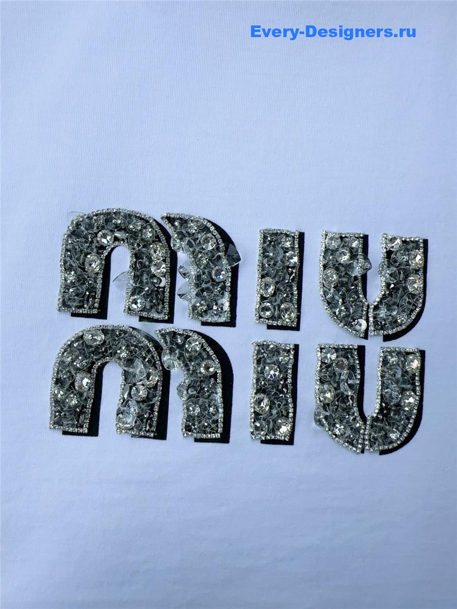 Miu Miu Crystal-Embellished Cotton T-shirt