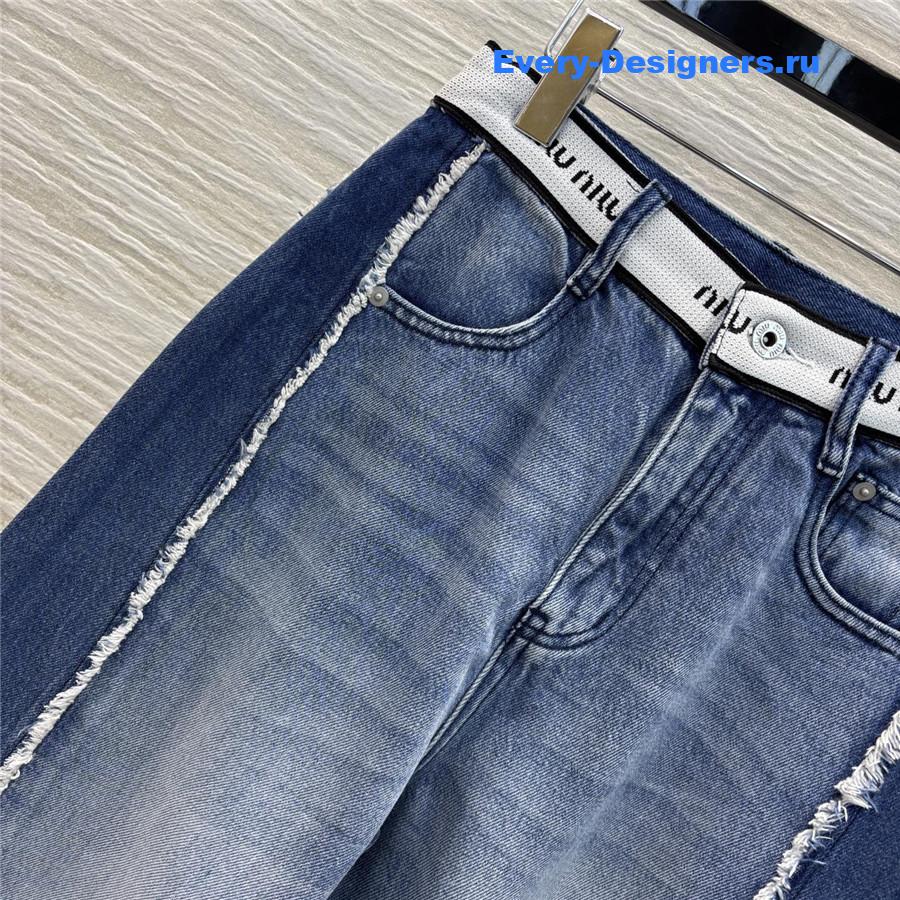 Miu Miu Raw Edge Patchwork Tailored Jeans