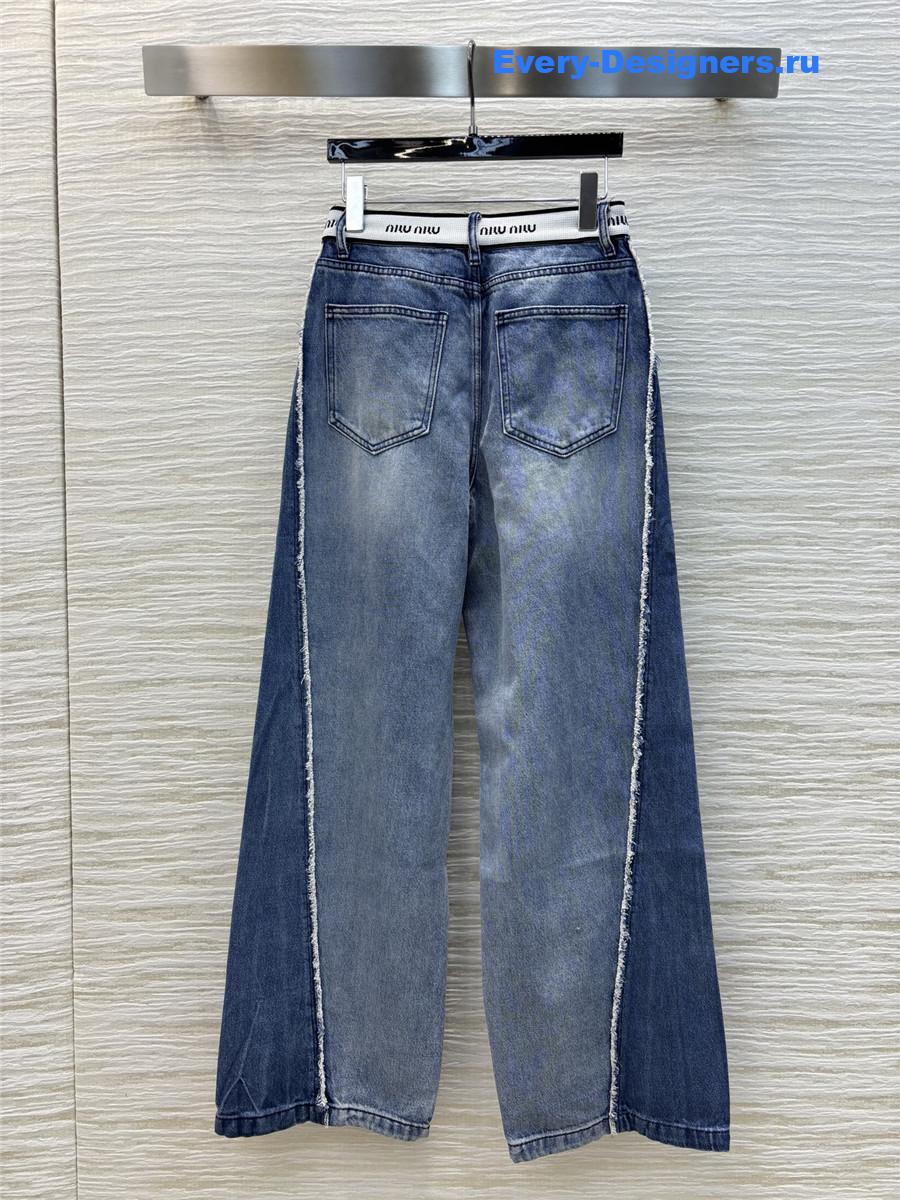 Miu Miu Raw Edge Patchwork Tailored Jeans