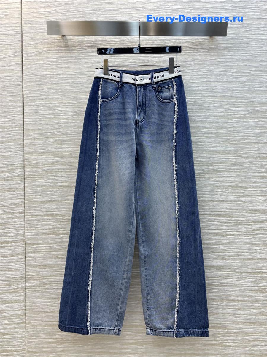 Miu Miu Raw Edge Patchwork Tailored Jeans