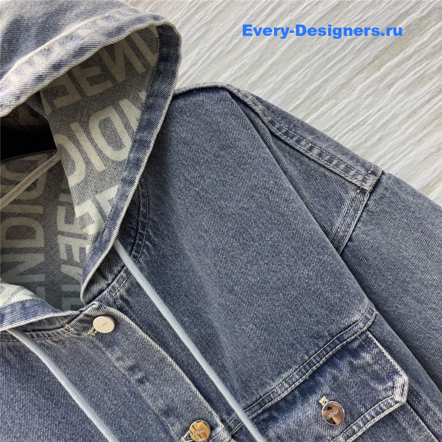 F**di logo print hooded denim jacket