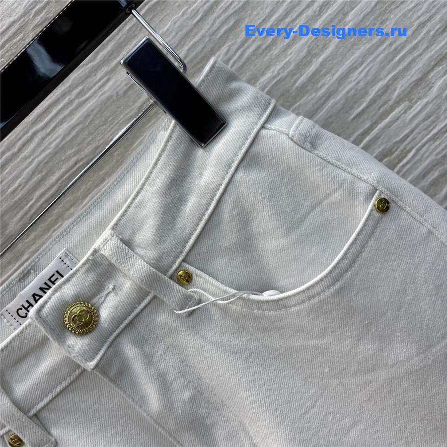 Ch**el white high-waisted flared-leg jeans