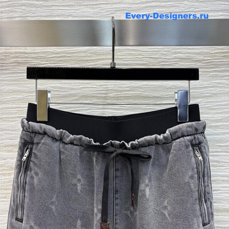 l0vis Vvtt0n lv logo print denim wide-leg pants